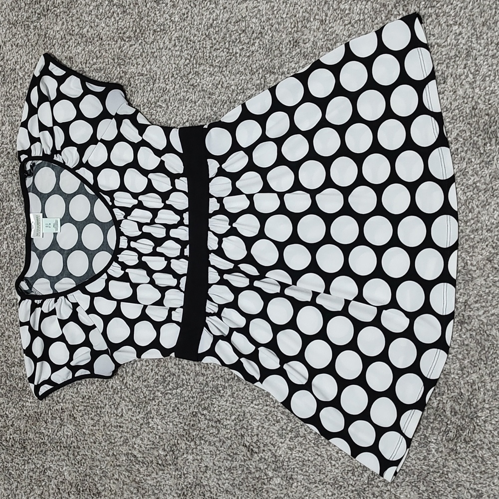 Polka Dot Tie Waist Blouse